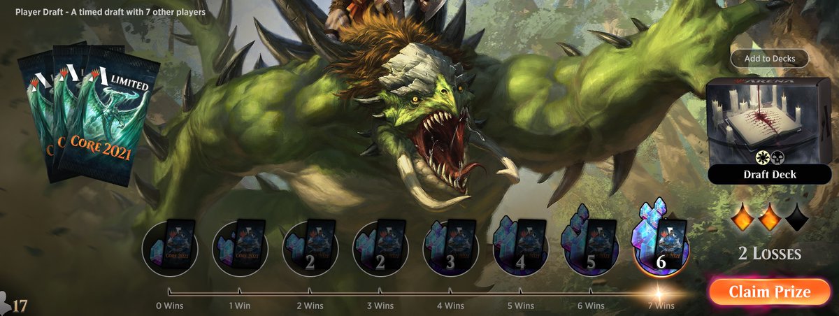PraetorMtG's tweet photo. Another 7 win draft with M21 💪
Don't ask me how I did it with this 45 card Grim Tutor Deck 🤣

@ArenaDraftlists @Rebel_GN 

#REBELMAGIC https://t.co/DPNfStqKbm