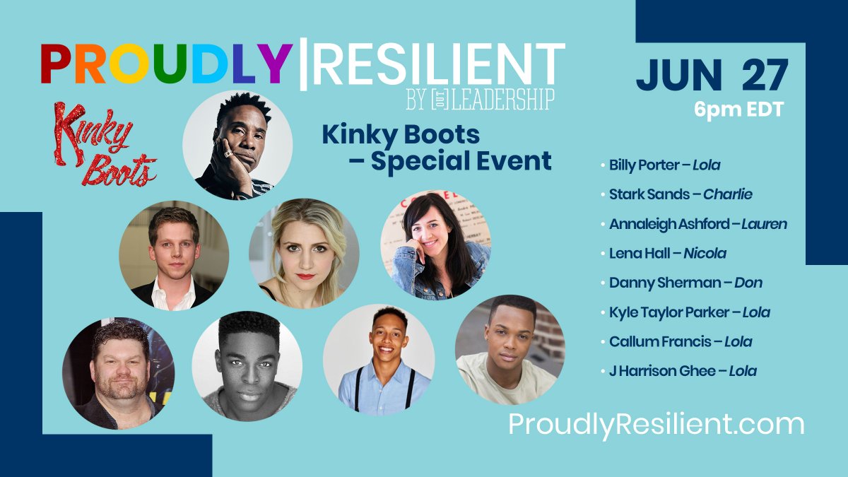 Join @KinkyBootsBway cast members who have played the character Lola as they share the influence that playing Lola had on their families by interviewing their real-life fathers. TONIGHT! 6pm EDT | 11pm BST #ProudlyResilient #OutLeadership #KinkyBoots proudlyresilient.com/event/kinky-bo…