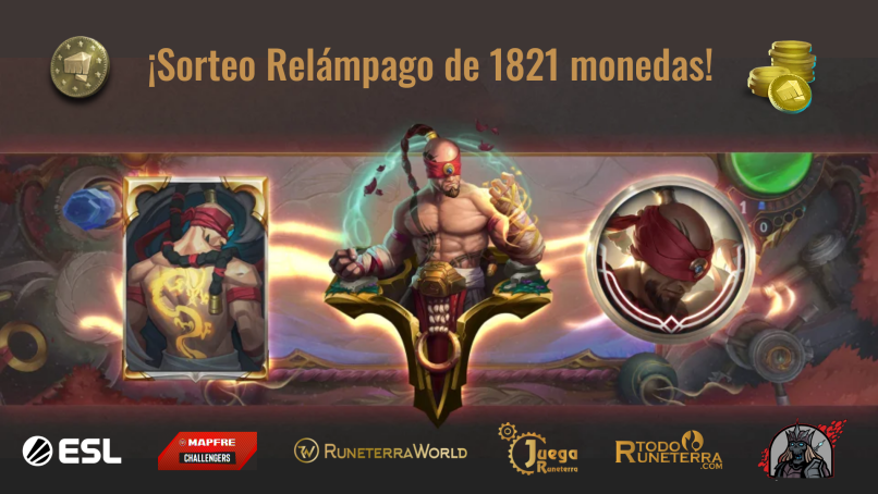 RuneterraWorld's tweet photo. Sorteo Relámpago de 1821 monedas para las comunidades de @RuneterraES 

¿Cómo participo?

- Check In en: https://t.co/3w2lxfrWxF
- Comenta con tu usuario de @ESLspain 
- Dale RT

Puedes participar en los demás

@JuegaRuneterra @TodoRuneterra  @RidersofGames

#MAPFREchallengers https://t.co/gc1Q0n8hQp