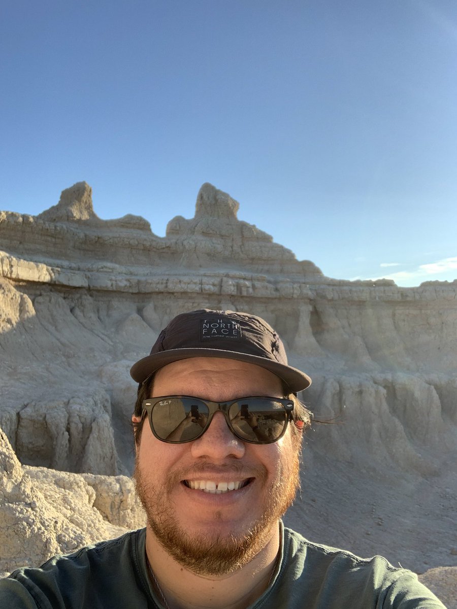 EntoSteve's tweet photo. My wife and I spent some time in the @BadlandsNPS . We had an amazing time hiking and climbing rock formations. I also spent more time looking at bison patties than prairie dog looking for dung beetles!! #entolife #Entomologist #dungbeetles https://t.co/OSsYiz8oJD