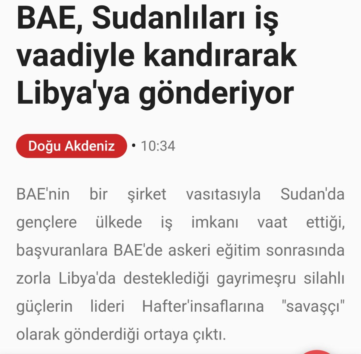 5) Libya'da Türkiye'yi yenik düşürmek için Hafter güçlerine silah, asker ve para olarak her türlü yardımı yapıyor. Türk ordusuna, istihbaratına, Erdoğan ve Selçuk Bayraktar'a karşı dünya medyasına para basarak kirli bir propaganda başlattı.