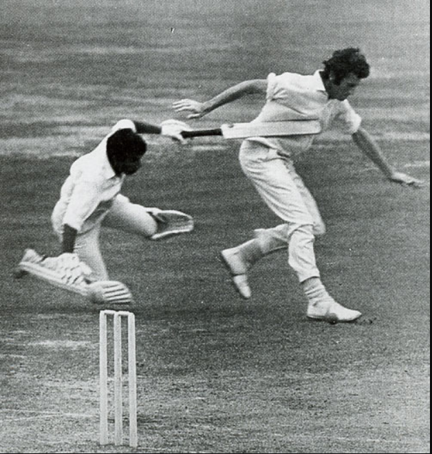 "Come on now, we can't have any of that."-Umpire David Constant.At 21/2 Ind were in a hole. Gavaskar & Engineer had eased the tensions with a solid partnership, when just before lunch Gavaskar collided with Snow while taking a quick single. Snow,then tossed the bat to Sunny.