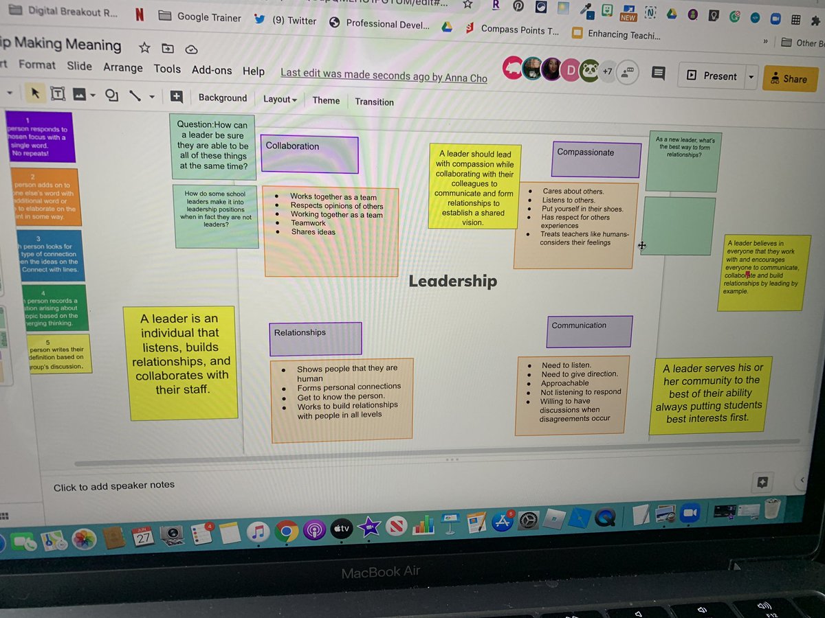 What does it mean to be a leader? Using #makingmeaning #thinkingroutine from @ProjectZeroHGSE to explore leadership #503CITE @drbman12