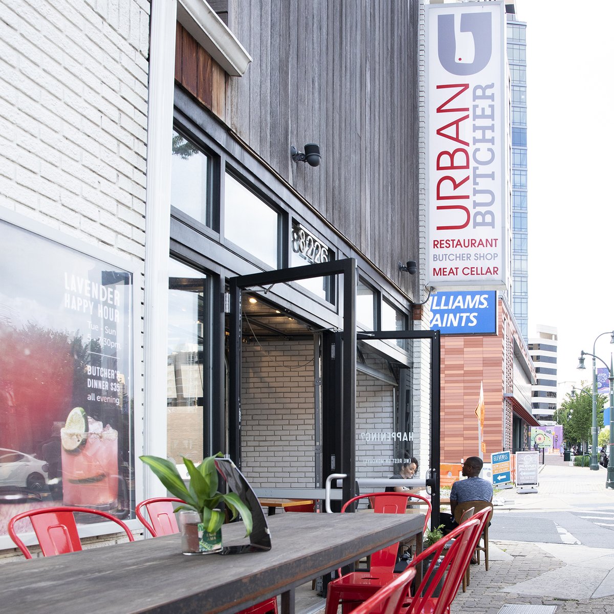 Saturdays are for relaxing on The Lavender Sidewalk with your friends at Urban Butcher. Join us al fresco for meaty goodness and cocktails today! The only worry on a Saturday like this is what you're going to order! Now with a little wiggle room in our closing time.