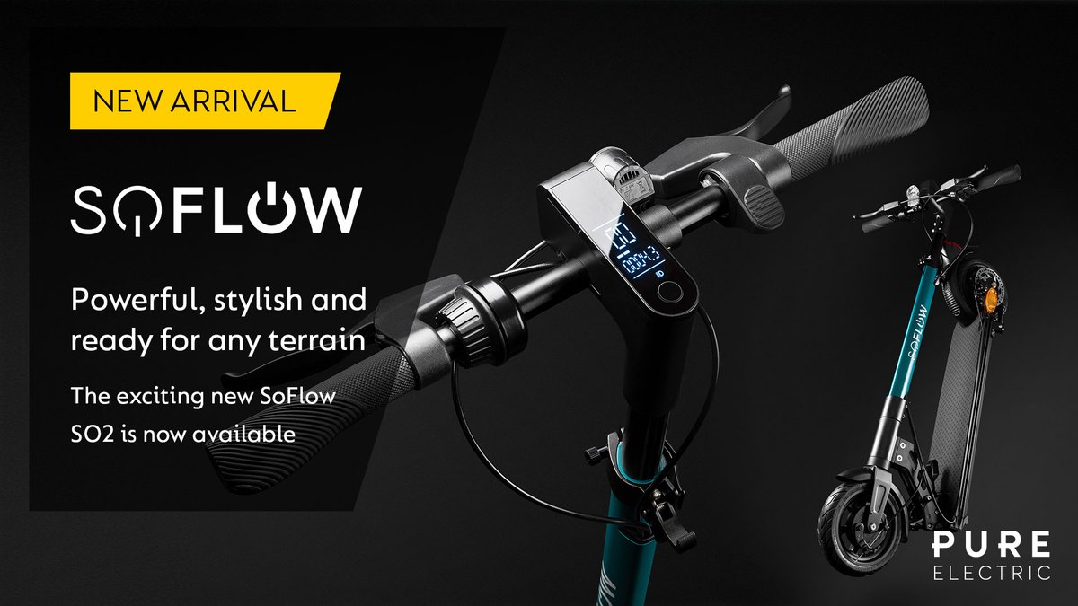 pureelectric_uk's tweet photo. NEW IN – SoFlow SO2 Electric Scooter!
⁣
Powerful, stylish and ready for any terrain – this new German e-scooter is an exciting arrival at Pure Electric.  
⁣
Check out this fabulous new e-scooter today: https://t.co/hmSABLVuvg

 #pureelectricnow #SoFlow #SO2  #bescooterready https://t.co/1XVYOGoEkN