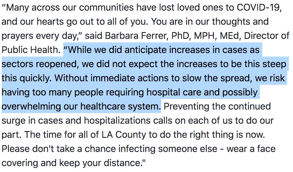 so on my day off yesterday, the head of LA County's public health department put out this ominous statement about how bad things are getting with covid, basically saying that we're approaching a worst-case scenario. I'm going to try to explain what's happening in LA