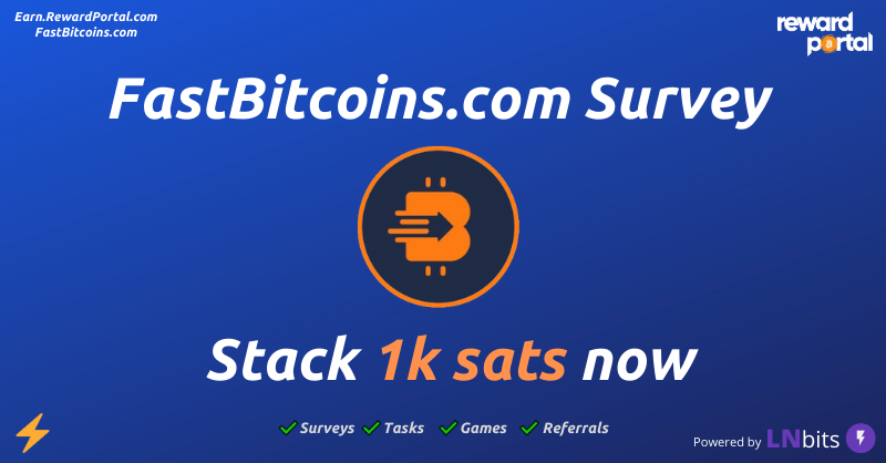 RewardPortal_'s tweet photo. Stack over 1k sats with the @BitcoinsFast Survey on Reward Portal 🚀

https://t.co/wpSvhC7ibD

#EarnBitcoin #StackSats https://t.co/CHDomRWSTF