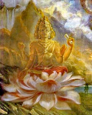 At last saint Bhrigu was directed to find out. Saint Bhrigu who knew about the past, present and future, had acquired a third eye in his inner foot through his powerful penance. He 1st went to Lord Brahma.