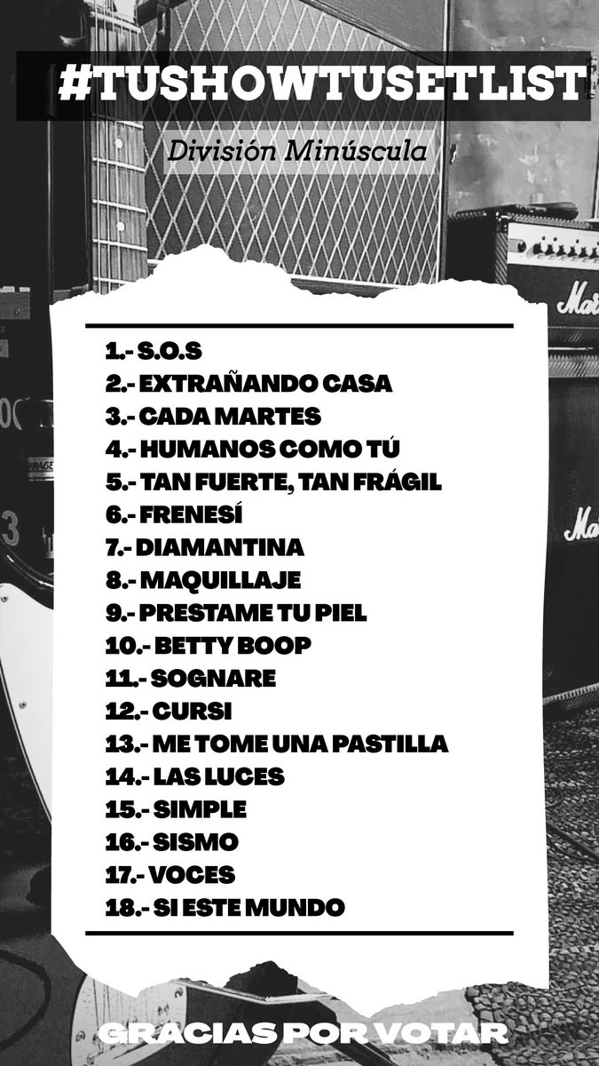 DivisionOficial's tweet image. Así quedó el Setlist de este #TUSHOWTUSETLIST 

Gracias por todos sus votos 🤟🏻