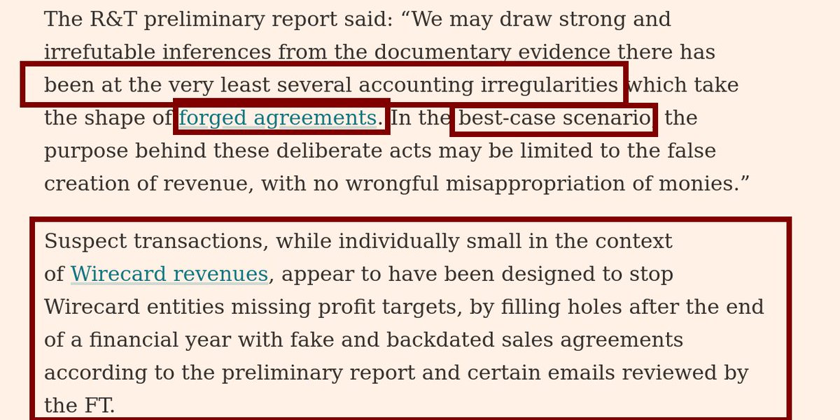 5/ Here is the link to one of the first exposes by FT on Wirecard AG =  https://www.ft.com/content/d51a012e-1d6f-11e9-b126-46fc3ad87c65As one can see from the attached screenshots - FT clearly had the lead on what appeared to be a massive fraudulent scheme taking place BTS at Wirecard AG