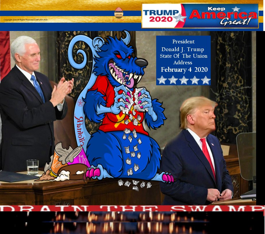 GPregger's tweet photo. DemRatz! * Ratcy Kilosi * Feb 4 2020 @realDonaldTrump @parscale @DanScavino @FLOTUS @PressSec @TuckerCarlson @prageru @TPUSA @Franklin_Graham #maga #kag2020 #Trump2020NowMoreThanEver  #CHURCHISESSENTIAL @seanhannity @foxnewspolitics #AP #PARLER #NRA #BuildTheWall @DiamondandSilk https://t.co/gyvgftH9Of