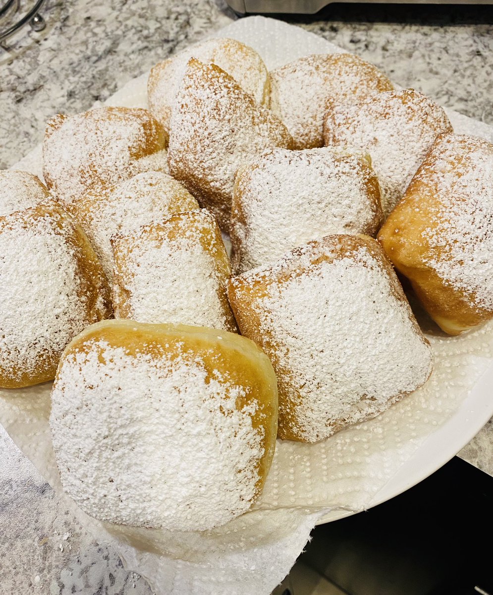 My daughter is perfecting her baking skills. Today, for the first time, she made beignets. They are delicious! #parenting #kidsbaking #beignets