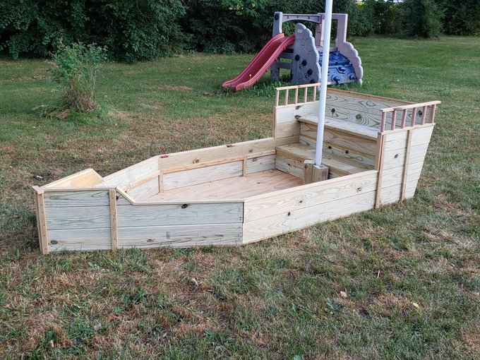 Built a sandbox for the kids today.  Just need to stain it and fill it. https://t.co/zNYs6YTQW9