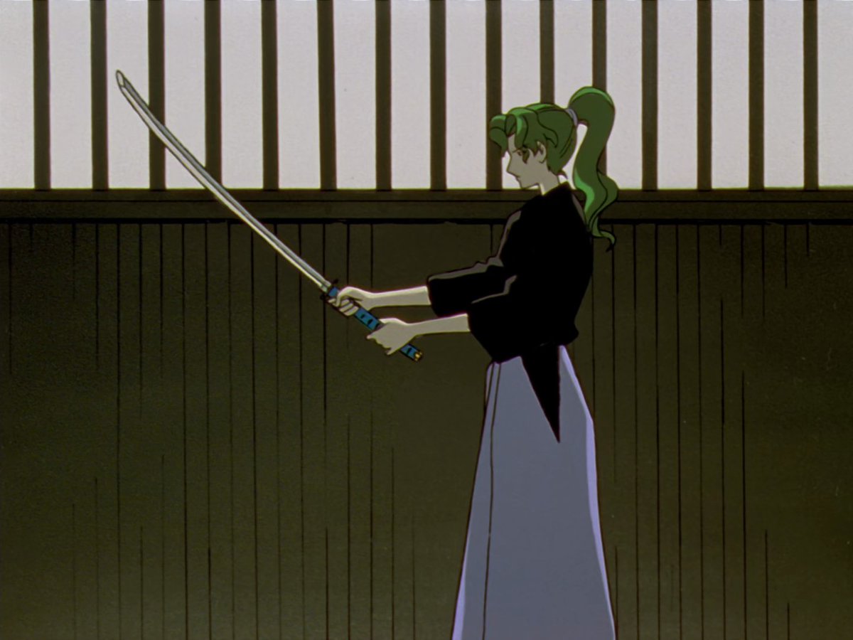 Saionji now trains with a real sword, signifying his intent to kill, the kids gloves have offcially come off.