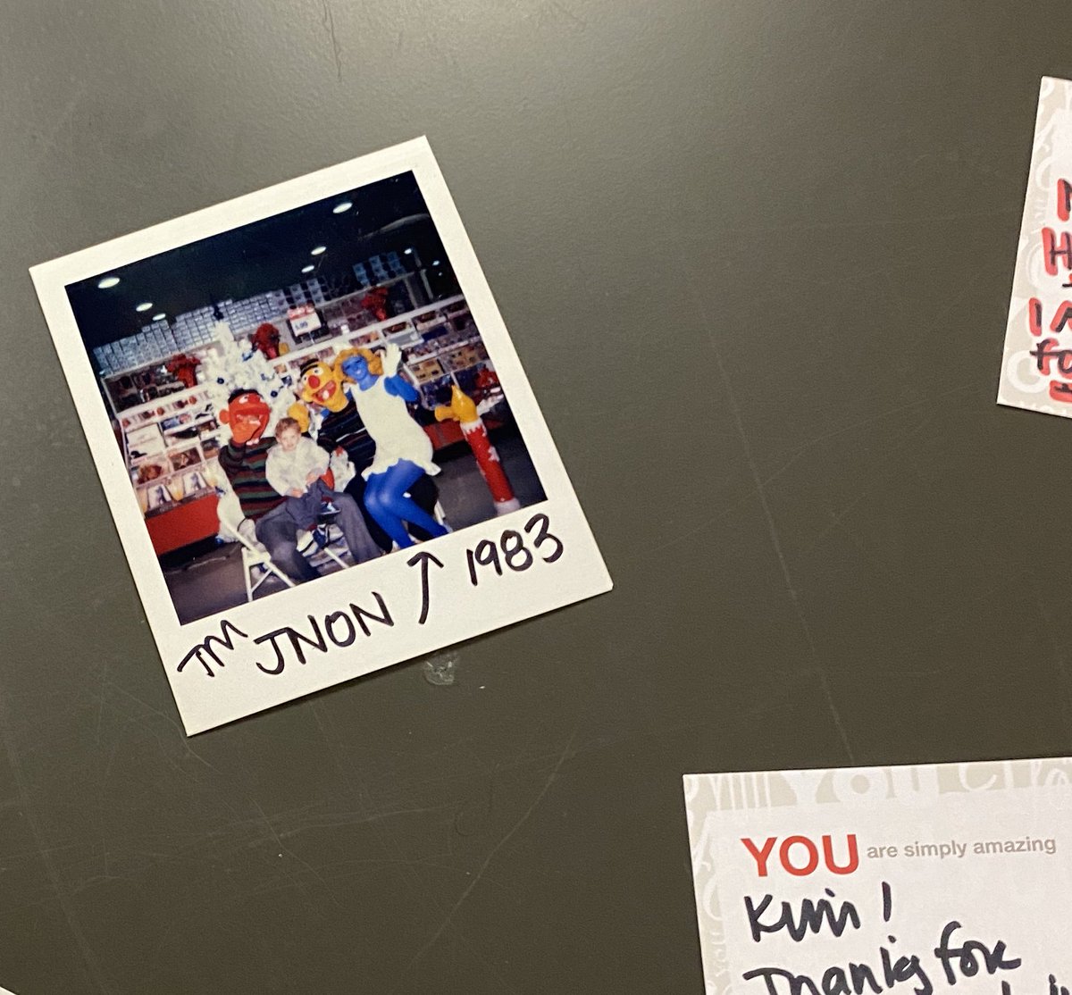 While writing out some team recognition today, my TM snuck in an old school Polaroid📸...of HERSELF as a Smurfette on Halloween at T83🎯-37 years ago!!!! 🤭🙌🏻 She worked as a consultant in our "Jewelry Yacht" 😂 when we first opened, and is now back as our BTS DBO! Wow! 🎯❤️