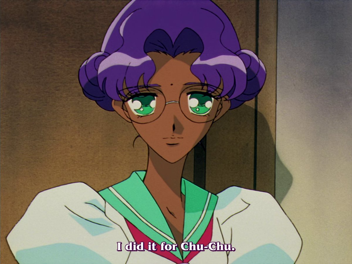 The Chu-Chu symbolism goes deeper, in this scene, he is denied cake, toyed with by Utena, until the actual Anthy enters the room, and bears witness to the scene, Utena explains that her decision to defend Anthy in the duel was born only for her desire to protect Chu-Chu.
