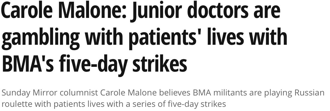 Also, never ever forget how viciously the Right demonised junior doctors for going on strike. The same people now writing up junior doctors as heroes bla bla bla