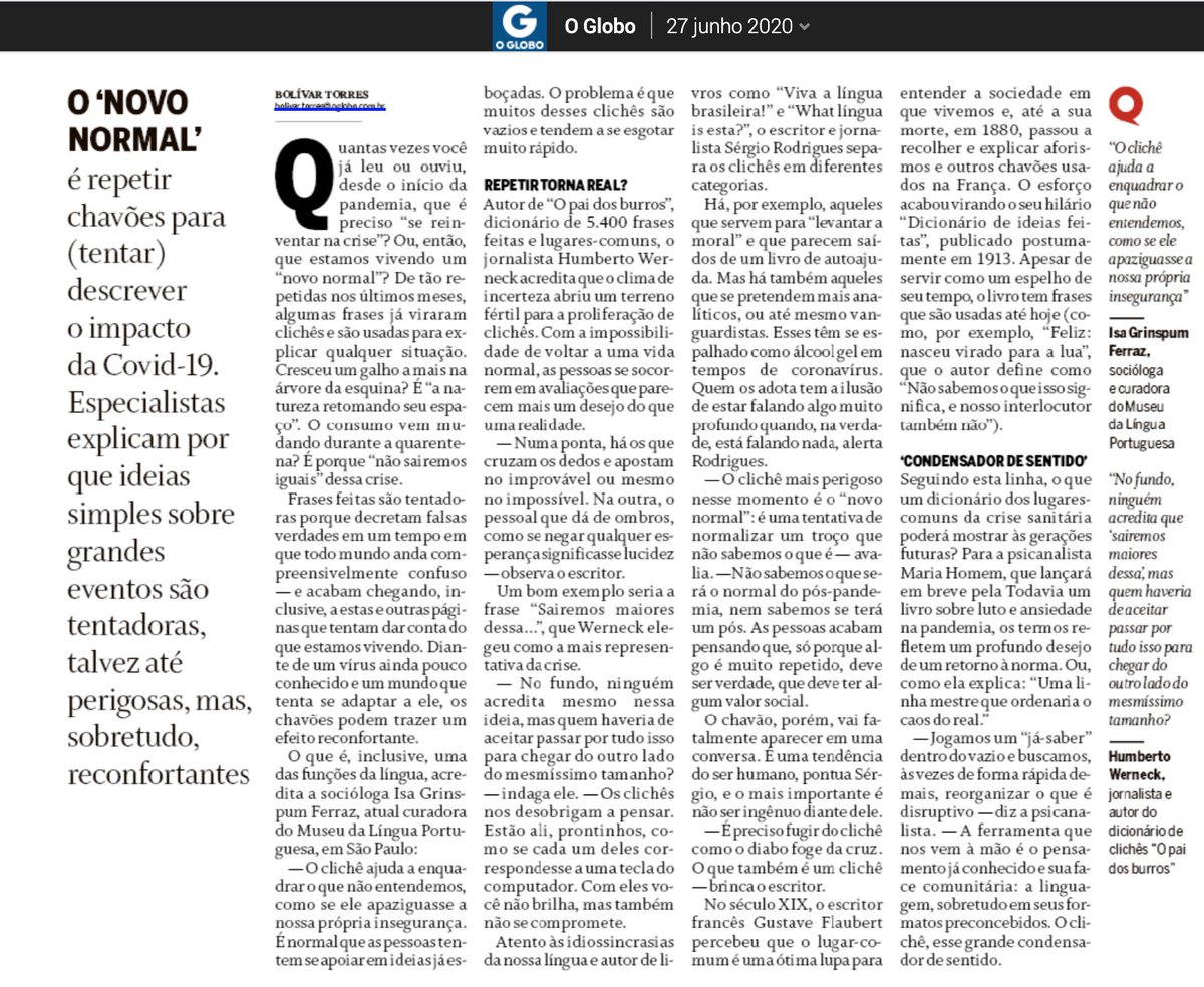 Bela sacada de <a href="/nao_muito/">misteriojo</a> - da minha parte, o livro do <a href="/humbertowerneck/">Humberto Werneck</a>, desde que foi lançado, não sai do meu lado. O grande desafio de escrever bem, hoje, é fugir, correr, ficar quilômetros dos lugares-comuns. Boa, Bolívar!