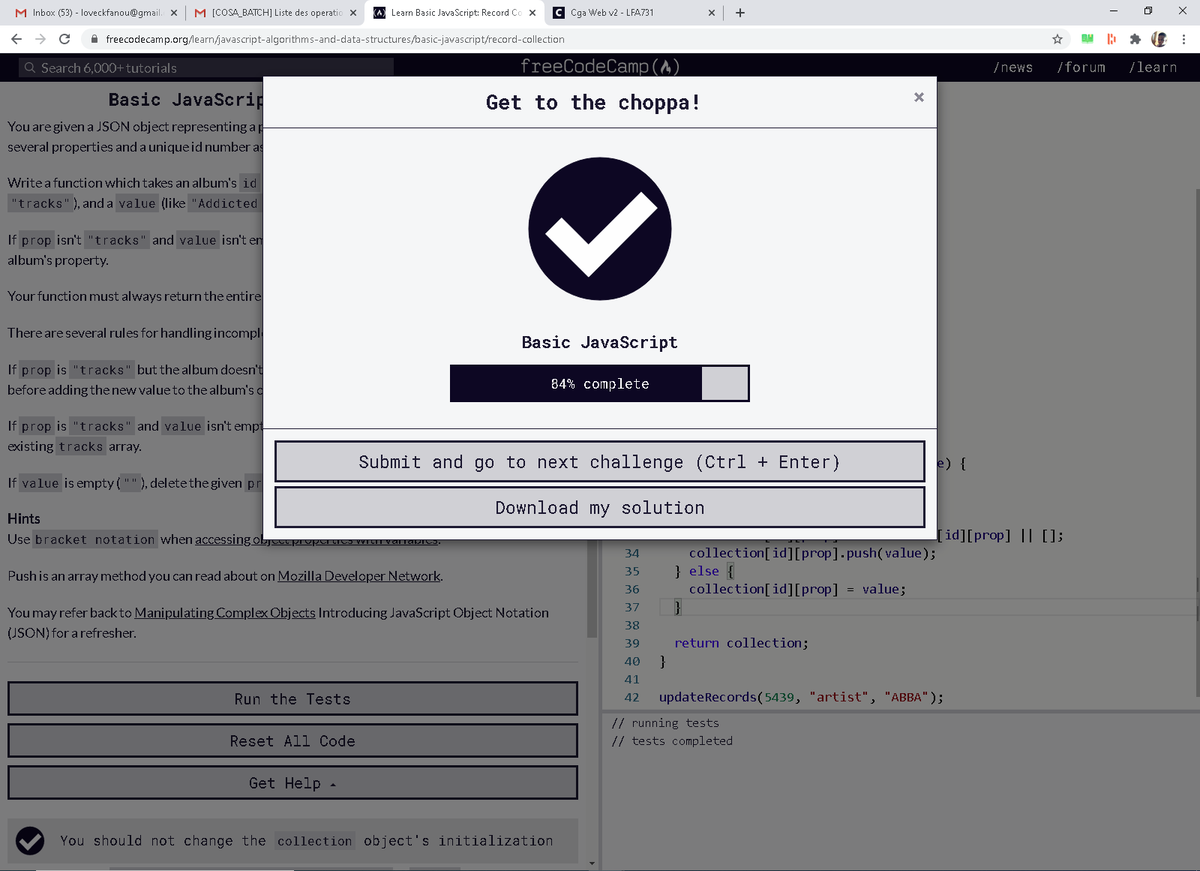 LoveWiz11's tweet image. Day 90
Made a little more progress @freeCodeCamp in Basic Javascript...
#100DaysOfCode 
#CodetrainChallenge