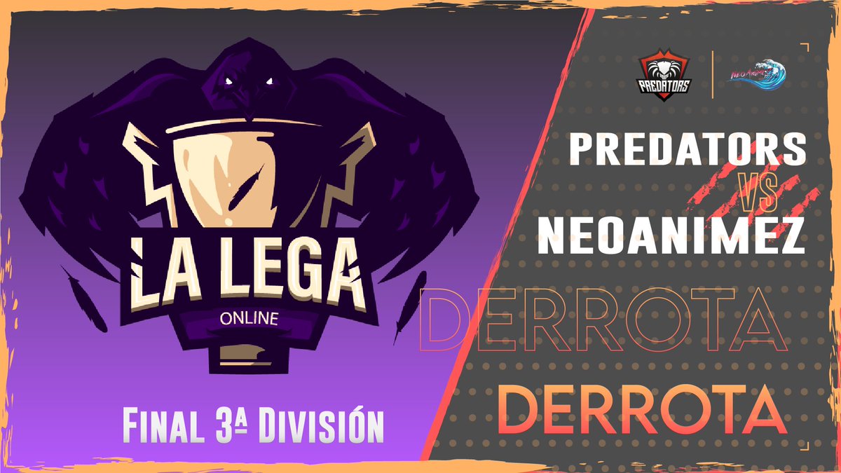 🔴Enhorabuena <a href="/NeoAnimeZ/">NeoAnimeZ</a> por llevarse la final 

🔴Muchas gracias a la organización de <a href="/LegaOnline/">LaLegaOnline</a> 

🔴 Enhorabuena y muchas gracias a nuestros chicos por luchar hasta el final, seguiremos luchando❤️ 

#GoPredators !!!