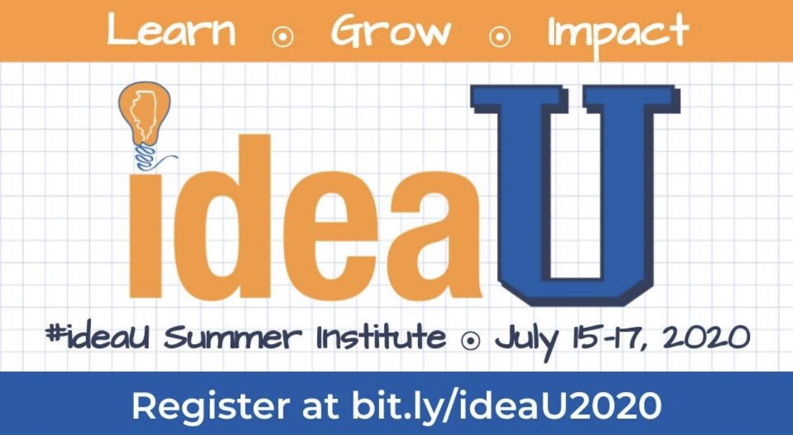 We're excited to announce our newest #IDEAil event...#ideaU! At this virtual summer institute, our sessions are focused on the whole student. Every student. #SEL #Equity #DistanceLearning #blendedlearning Register @ bit.ly/ideaU2020 #edchat #ILschoolsStepup #AllinIllinois