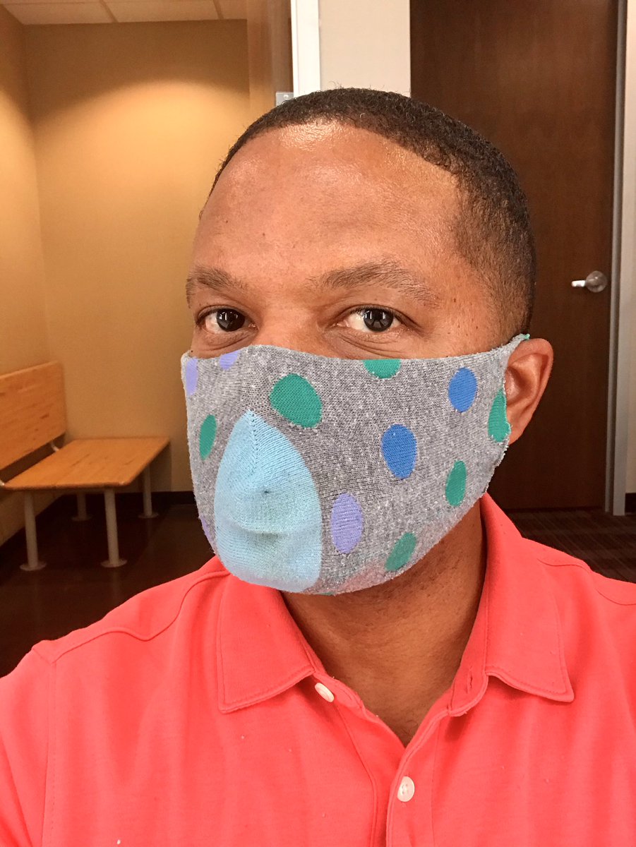 VinceSimsNBC5's tweet photo. SOCK MASK!!! 😷 🧦 with my large collection I’ve only lost one. I held on to the match hoping its mate would return. It did not. So now I’ve repurposed it!!! (I’ll post tutorial I used in comments) #sockmask #sockgamestrong #nextlevelsockgame #sockministry #simssockministry https://t.co/ATJKAvA18X