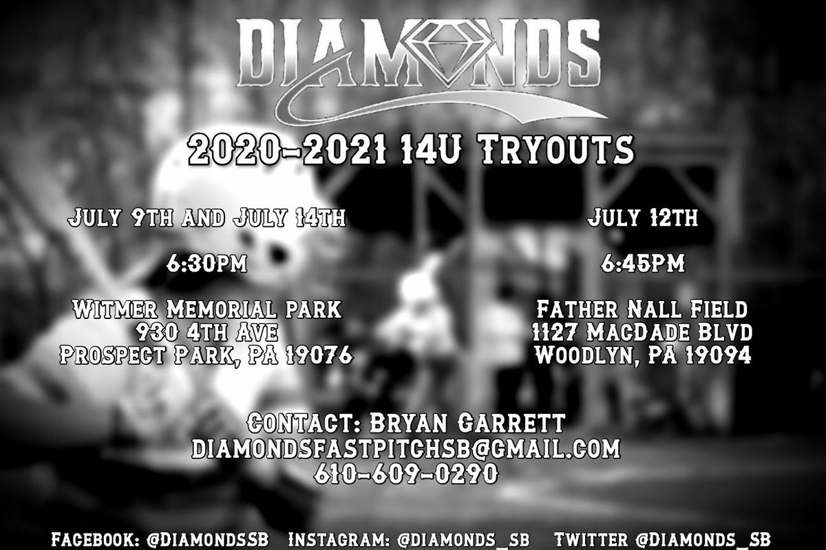 Diamonds_SB's tweet photo. The following dates for the 14U Tryouts are listed below.  Currently we are also doing tryouts at our practices to meet the players, coaches and parents for the 20-21 season.  If Interested please fill out the player link or email any questions.
https://t.co/CX7KTi9JDP https://t.co/FZr2md0L2o