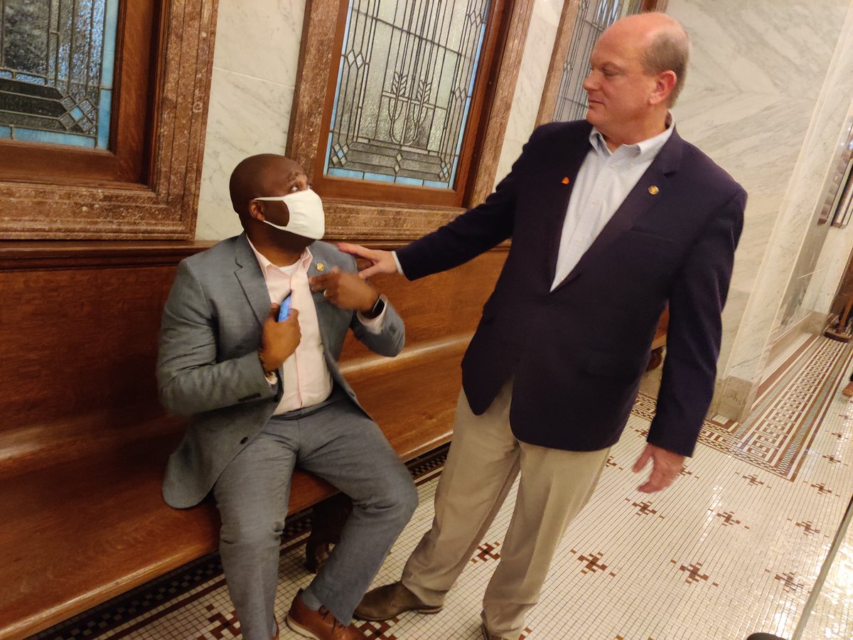 A genuinely beautiful moment between Sen. Derrick Simmons and Sen. Brice Wiggins. There are tears in Simmons eyes. Simmons tells me this was a vote for Mississippi's tomorrow.