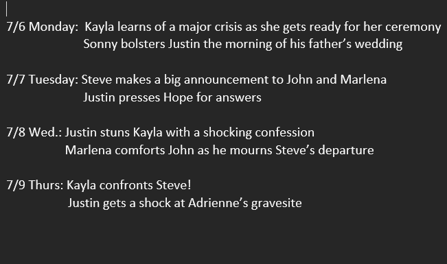 SteveKaylaGroup's tweet photo. #Days Here are the Steve and Kayla related the spoilers we have for the week of 7/6! Reunion week! #Stayla #AdiosDimples https://t.co/VgDlgIVwhx
