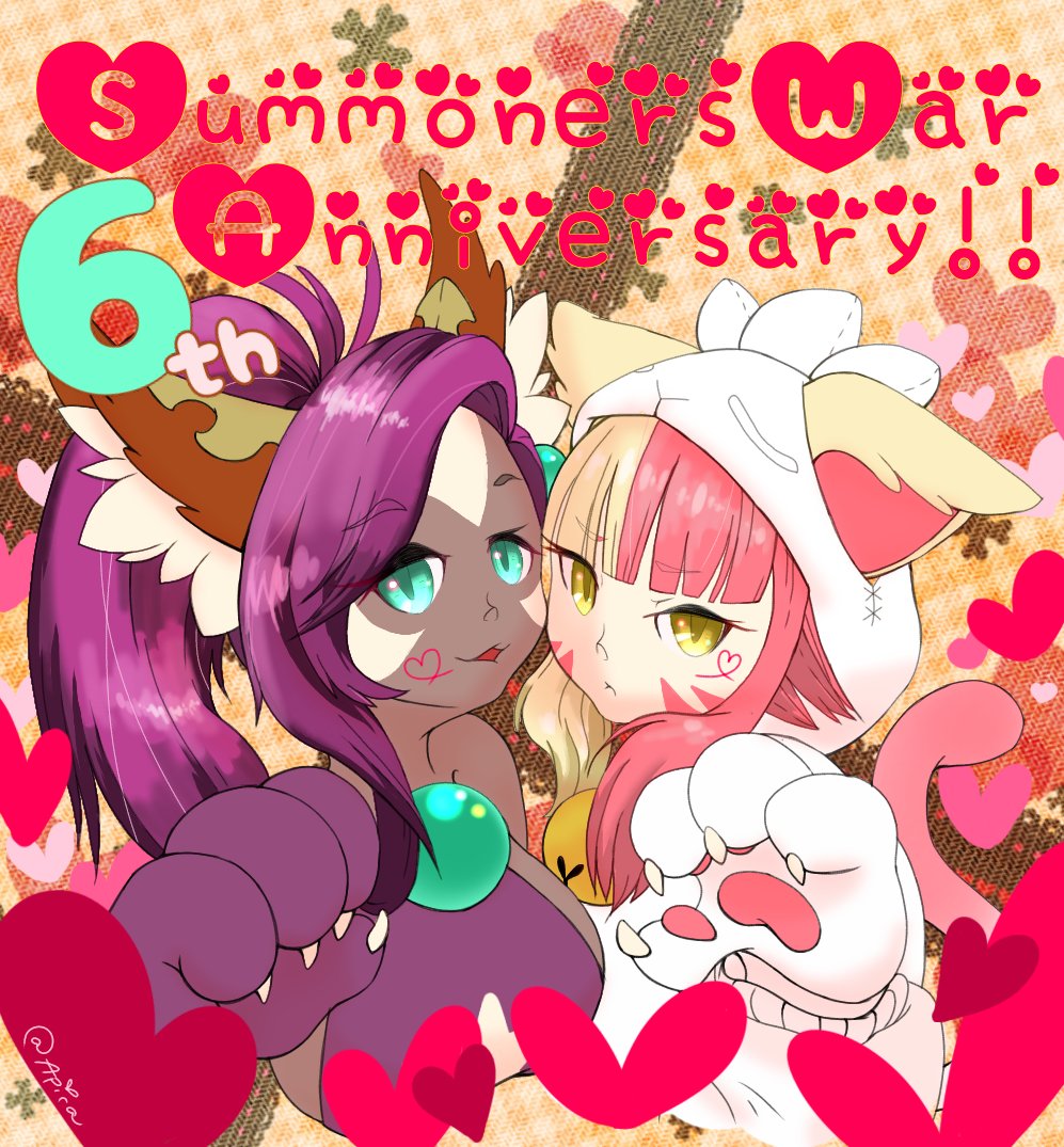 Api_colour's tweet photo. サマナ6周年おめでとうファンアート🎂~我が庭にも闇猫ミホたん、早く来ーいヽ(;▽;)ノ!
#DrawYourSummonersWar
#6thSWdraw https://t.co/Tlq7nAX9cz