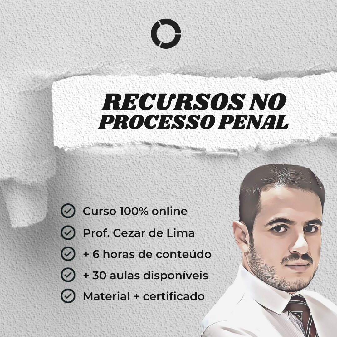 cezaraglima's tweet photo. Curso Completo, com material de apoio e modelos dos principais recursos processuais!
📲100% online
📚link: https://t.co/sOKHQcMDQT
#recursos #processopenal #praticapenal #canalcienciascriminais #recursosprocessuais https://t.co/FSmh9cd2wQ