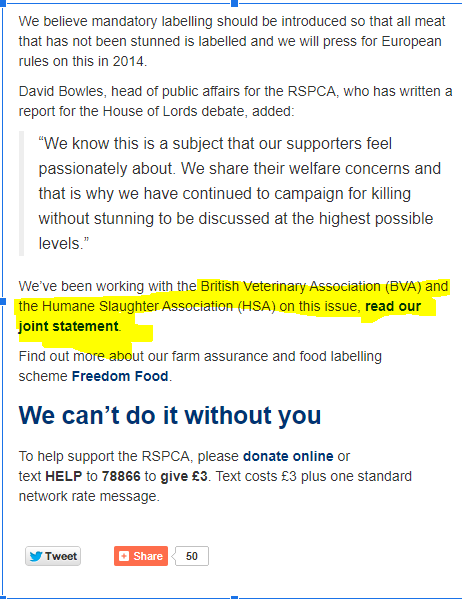 In January 2014, ahead of a debate in the House of Lords,  @britishvets  @hsaofficial and  @rspca_official released a Joint Statement calling for a ban on religious non-stun slaughter. 25.