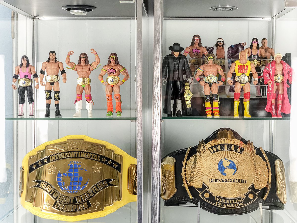 EricGreen12's tweet photo. Well. Made some additions. There was one case. Now ther are two. I need #MoreRings and #MoreFigures. @MajorWFPod @TheBigGoldBelt @DaveMillican @topropebelts #BigGold #WingedEagle #ICTitle #NationalTitle #FigsNBelts #ShowoffSaturday https://t.co/1gu1Jiap9v