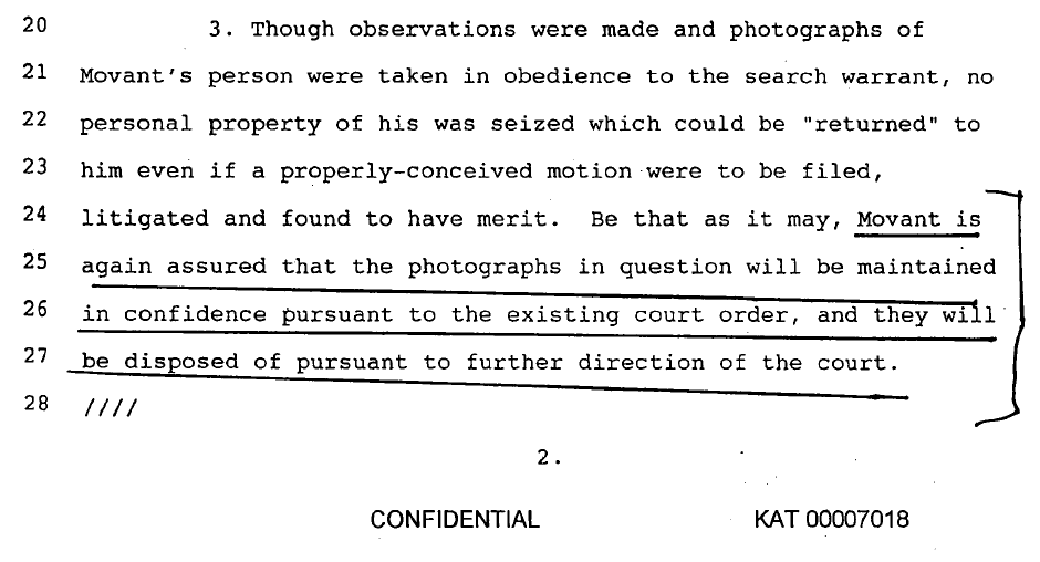 Along with noting the unprecedented privacy violation and irrelevance to Finaldi's case—which in turn nullifies his overzealous request—the estate also pointed out how these photos were also guarded by a strict protective order that only the original issuing court could overrule.