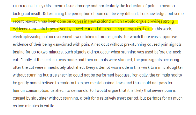 The Gibson/Johnson articles were cited in debate in the House of Lords Grand Committee… https://hansard.parliament.uk/Lords/2014-01-16/debates/14011665000550/AnimalWelfareMethodsOfSlaughter#contribution-1401166500009430.