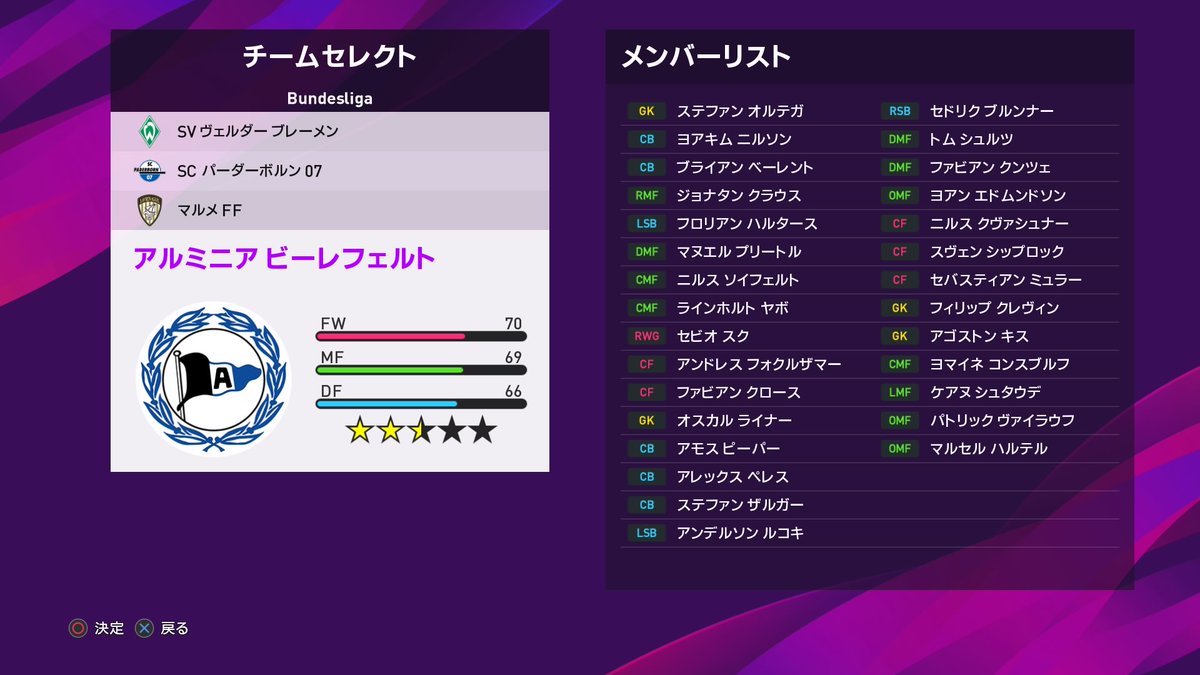 K ミラニスタ ビーレフェルト Pes K ミラニスタ ビーレフェルト Pes