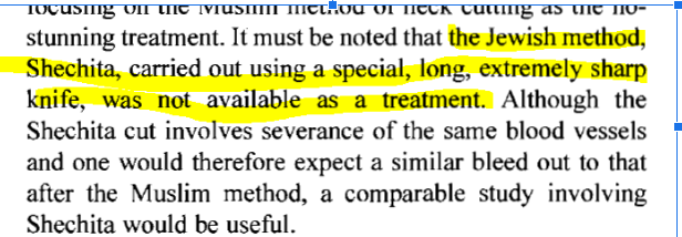 The two references they cite cover halal slaughter only, and both specifically state that there is no direct relevance to kosher slaughter: 37B.