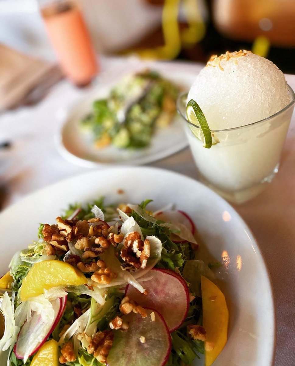 La Perla Mocktail, Coconut Water, Coconut Syrup, Fresh Squeeze Lime Juice, over Crushed Ice topped with Toasted Coconut 📸 @what_to_eat_in_houston⁠