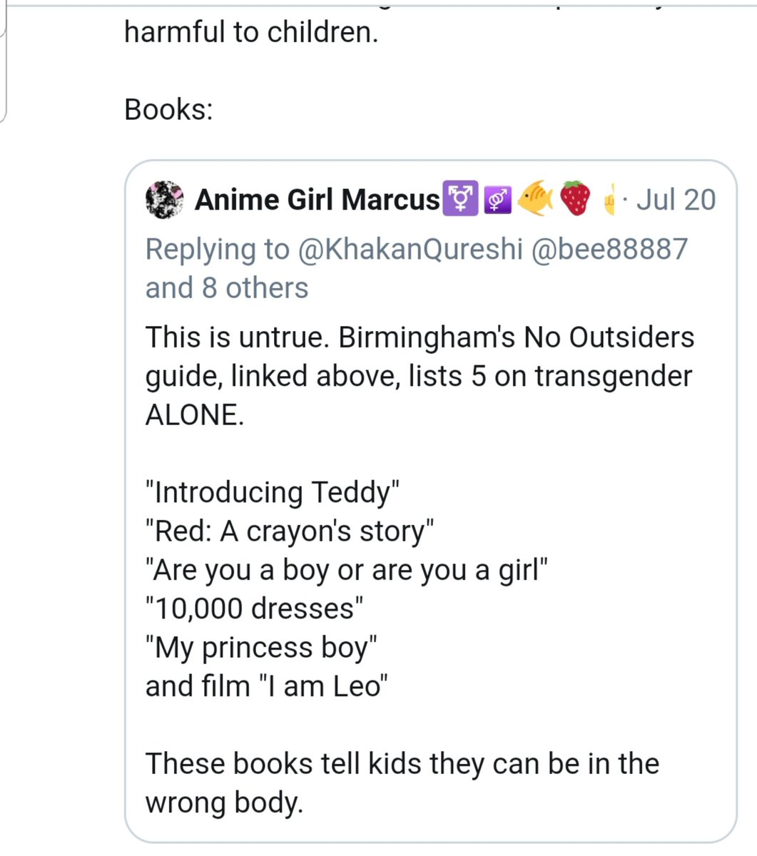 Moffat's Spiel in 2020 at New Horizons in British Islam conference he says, "only 4 books out of 35 with LGBT content" that provoked protests another gay man disagrees with him & exposes his lies & harm to gay kids