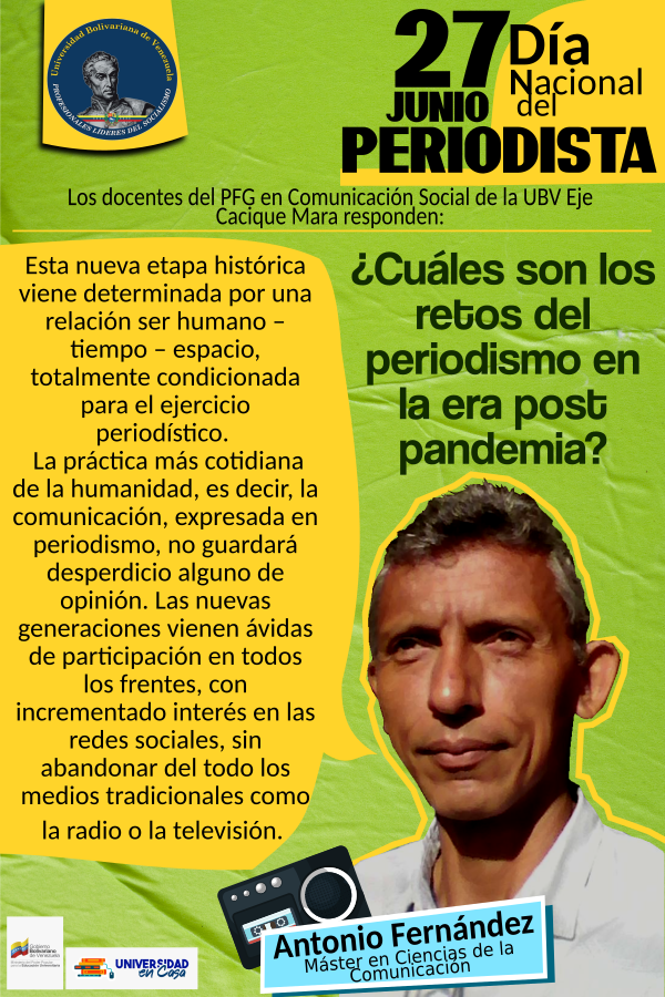 UBVEjeCaciqueM1's tweet photo. En este #DiadelPeriodista, el profesor Antonio Fernández, de @ComSociaUBVZul, pregunta: ¿Quién inventará la vacuna contra las fake news?

¿Qué responderemos?, ¿Reprobaremos? Conoce sus propuestas salvadoras en 👇https://t.co/WXj5a2zYha 

@unibolivariana  @MPNecesario @RNV_Zulia https://t.co/DUUa3Wlivx