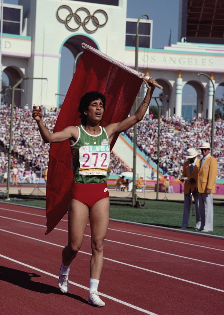 NAWAL EL MOUTAWAKIL a Moroccan former hurdler, who won the inaugural women's 400 metres hurdles event at the 1984 Summer Olympics, and was the inaugural female, Muslim, born in Africa, Moroccan to become an Olympic medalist In 2007AHHH I AM PROUD