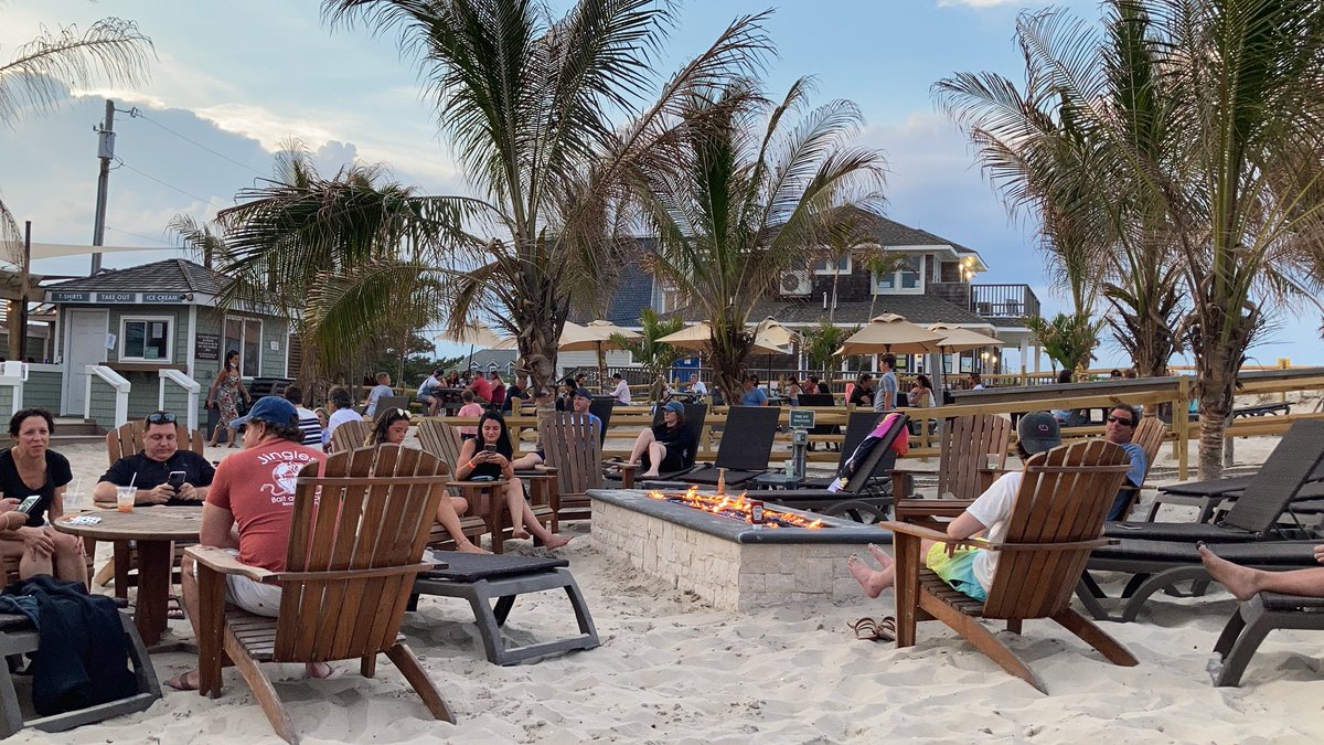 My night is starting in Beach Haven on LBI at the Sea Shell Resort & Beach Club. So far, so good. The vibes here are extremely chill and patrons are pretty spread out at the fire pit and at separated tables