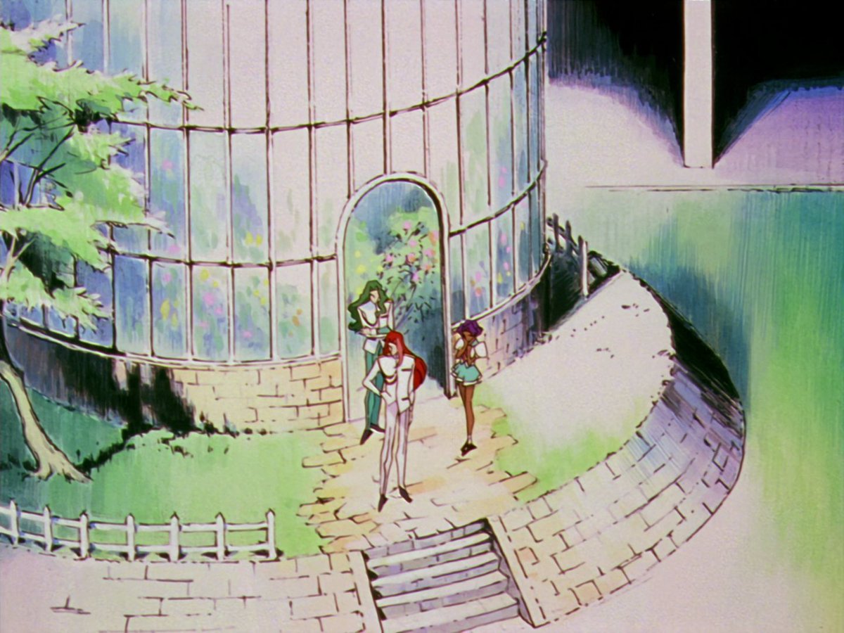 This shot repesents Saionji, Touga, and Anthy's relationships to one another,Touga and Saionji are looking at each other, Anthy is looking at neither of them,this is because they are all gay and hate each other.