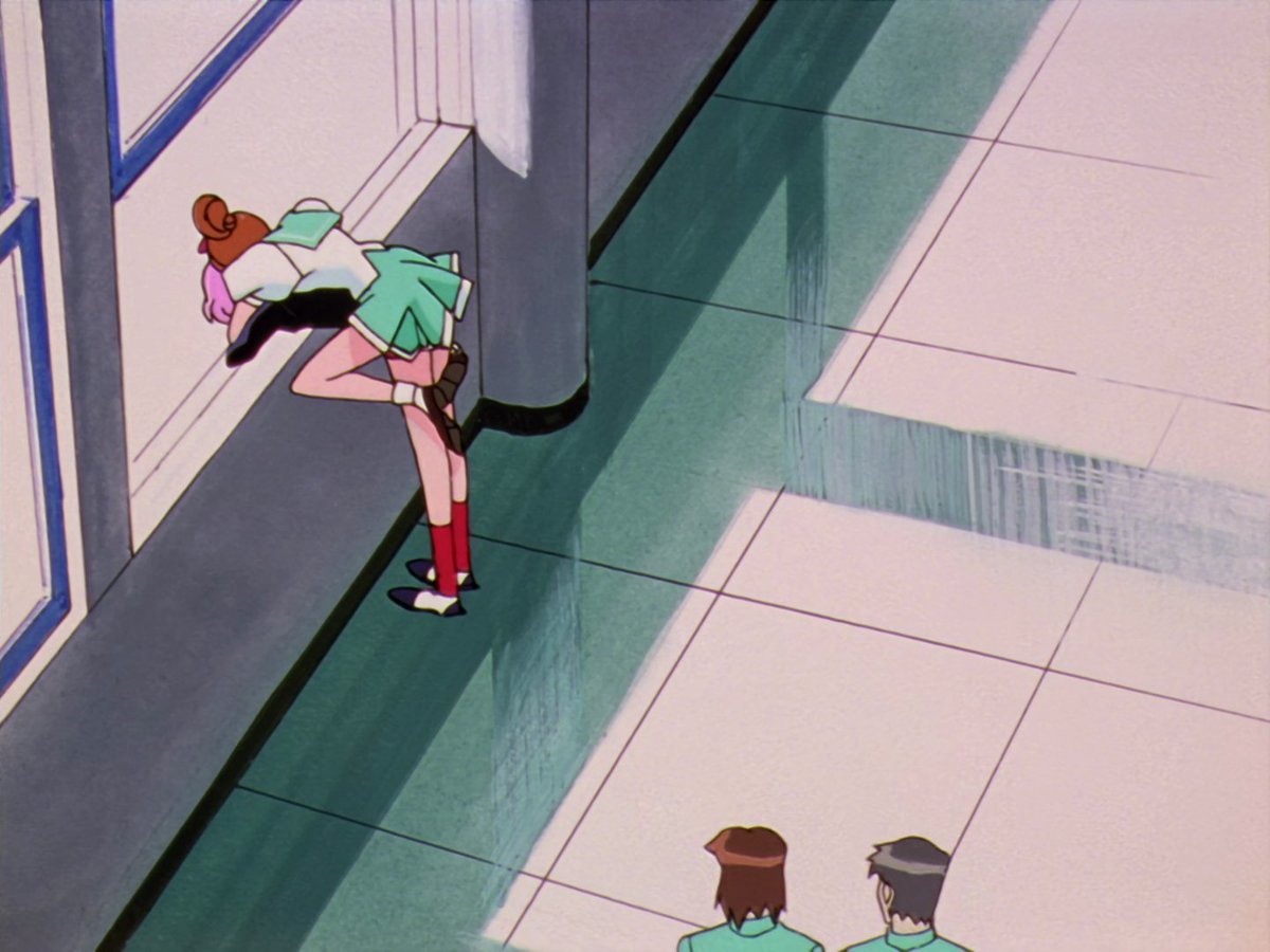 Wakaba tackling Utena while she's looking out the window is a reflection of Wakaba's sub-conscious resentment, possibly even scorn for Utena.