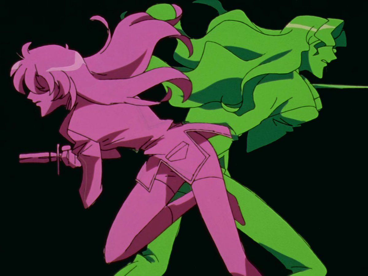 Utena's grasp of Saionji's kendo stick is a representation of her entering the the world of the duelist, sinking down to his level by using the same tactics as him, to accomplish the same goal.