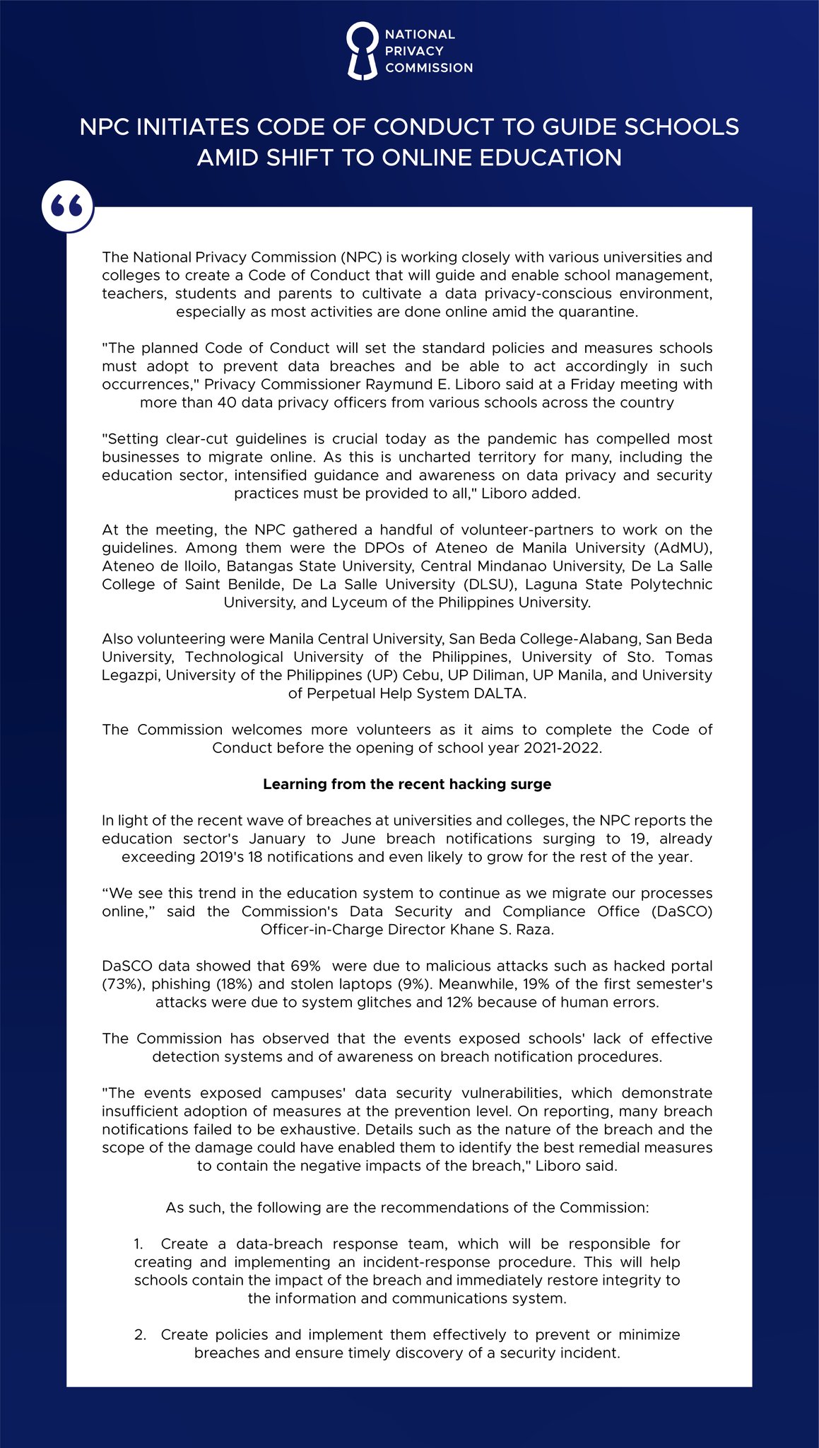 Privacy Gov Ph Npc Initiates Code Of Conduct To Guide Schools Amid Shift To Online Education Privacyph Privacy Gov Ph Npc Initiates Code Of Conduct To Guide Schools Amid Shift To Online Education Privacyph