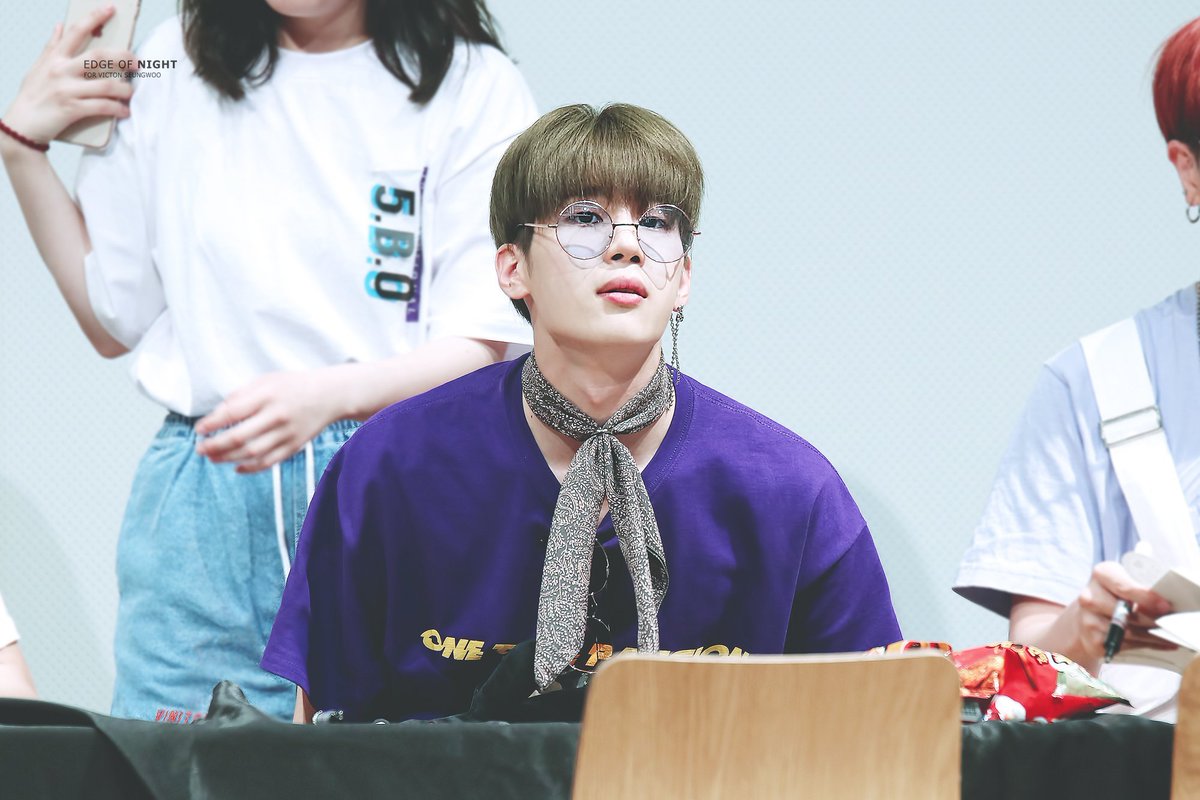 14. seungwoo handsome 부산 팬싸, him in glasses and this purple shirt is iconic