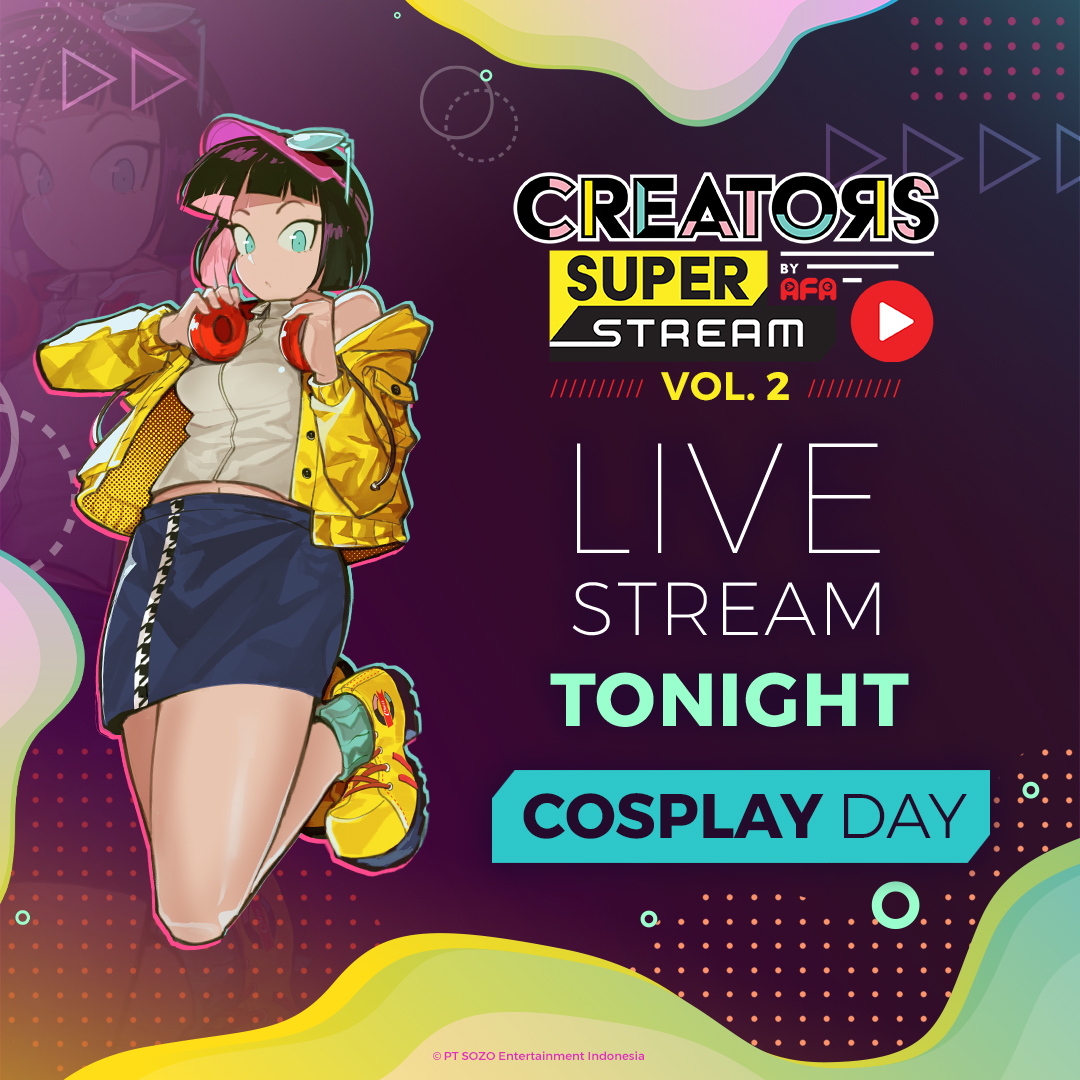 #CSSVol2 Cosplay Day akan tayang malam ini! Jangan lewatkan penampilan para cosplayer yang akan hadir!!

Acara akan dimulai jam 7 malam!
Dapatkan tiket disini!
css.creatorsuperfest.com/tickets/

*Stream dalam Bahasa Indonesia

css.creatorsuperfest.com

Stay Home, Stay Safe, Stay Creative!