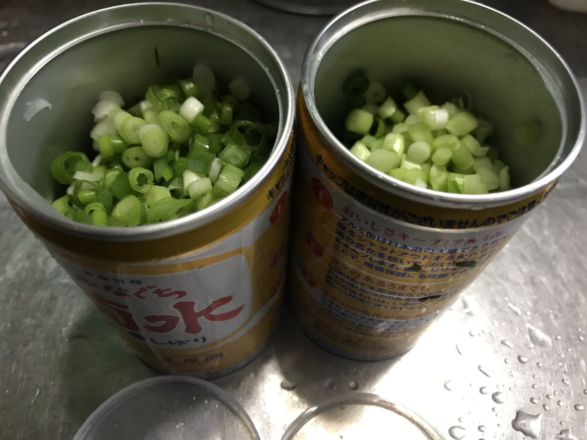 ちゃあ ミ 低浮上 空き缶 小ネギ 昨日のふなぐちの日で発生した空き缶のリユースで小ネギ入れになった 蓋付き かなりの密閉性 なので冷蔵庫内で臭いの心配なっしんぐ 紅生姜とともに食品保存容器w