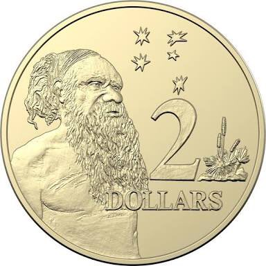 The design of the Australian two-dollar coin was inspired by a drawing of Tjungurrayi by artist Ainslie Roberts in 1988..The coin officially replaced the $2 note in 1991, which had carried the image of Agriculturalist & wheat farmer, William Farrer. 8/9